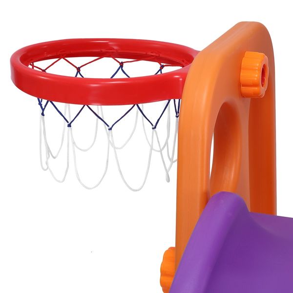 Kids Outdoor Playground Slide Swing Basketball Set