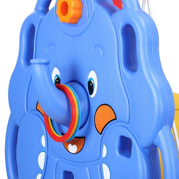 Kids Toddler Slide Swing Basketball Hoop Playset Elephant Style