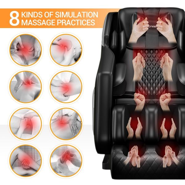 HOMASA Black Full body Massage Chair Zero Gravity Recliner