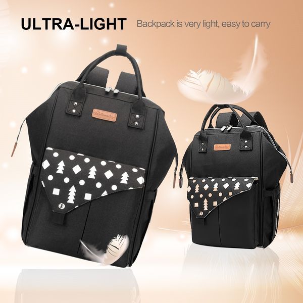 Waterproof Black Baby Changing Bags Nappy Diaper Backpack