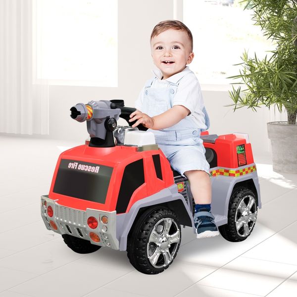 New 6V 4.5Ah Kids Ride on Electric Car Fire Fighting Truck w/ Bubble Gun 