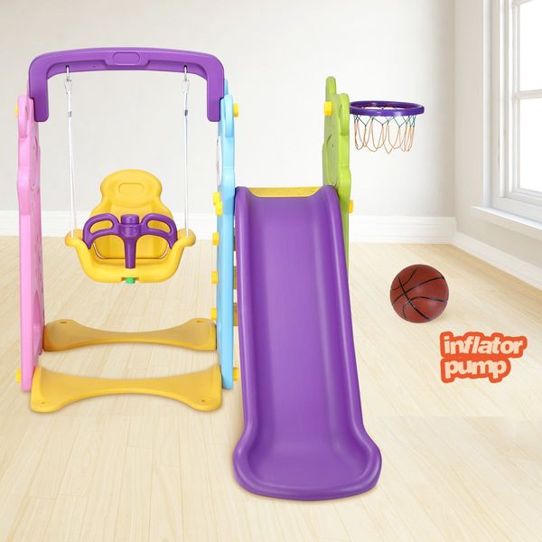 Colourful Swing Slide Basketball Playground Set Kids Play Gym