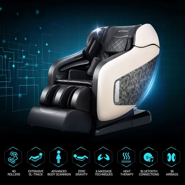 HOMASA 4D Electric Massage Recliner Chair Zero Gravity Massager Off White