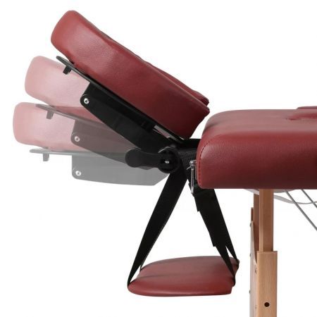 Red Foldable Massage Table 3 Zones with Wooden Frame