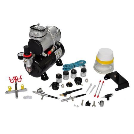 Airbrush compressor set with 3 pistols 310 x 150 x 310 mm