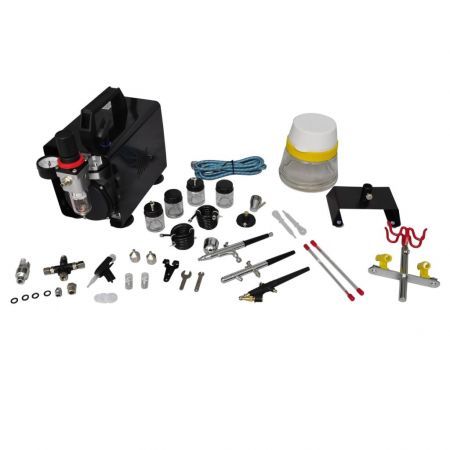 Airbrush compressor set with 3 pistols 255 x 135 x 220 mm