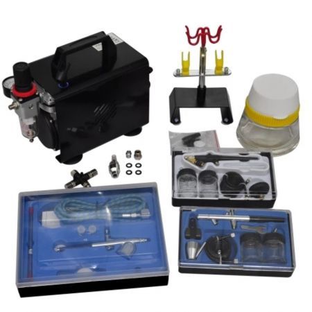 Airbrush compressor set with 3 pistols 255 x 135 x 220 mm