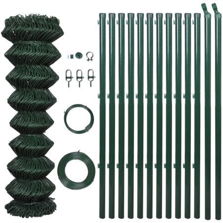 Chain fence 1.5 x 15 m Green with Posts & All Hardware