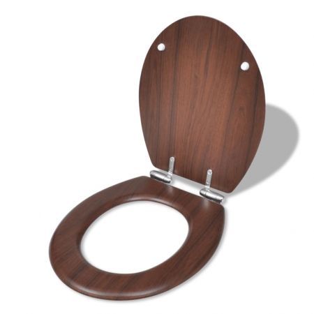 WC Toilet Seat MDF Soft Close Lid Simple Design Wood