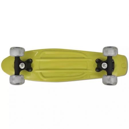 Yellow Retro Skateboard with LED Wheels