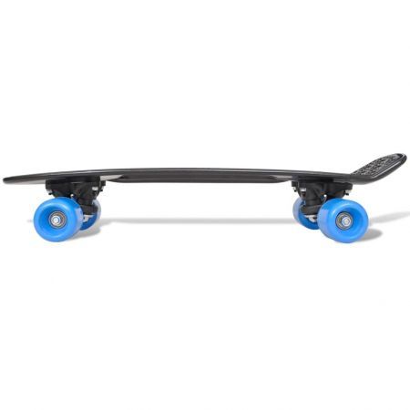 Retro Skateboard with Black Top Blue Wheels 6,1"