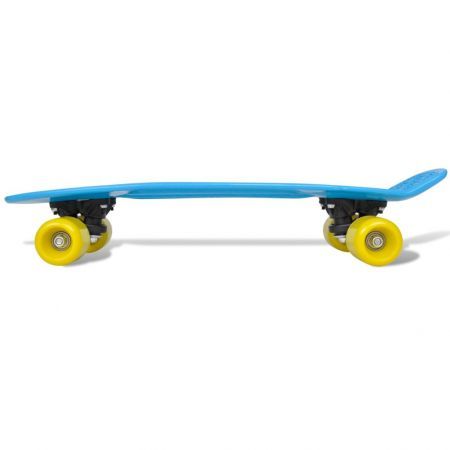 Retro Skateboard with Blue Top Yellow Wheels 6.1"