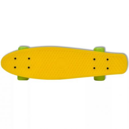 Retro Skateboard with Yellow Top Green Wheels 6.1"