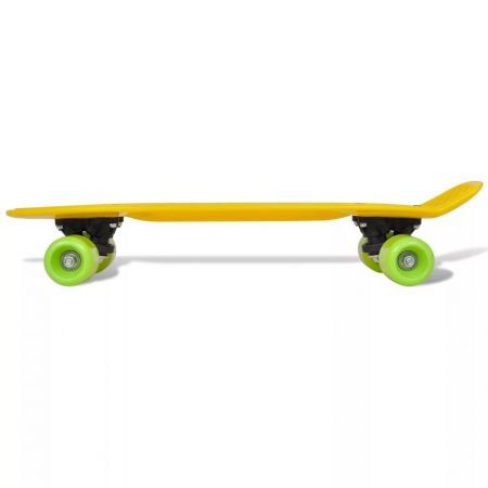 Retro Skateboard with Yellow Top Green Wheels 6.1"