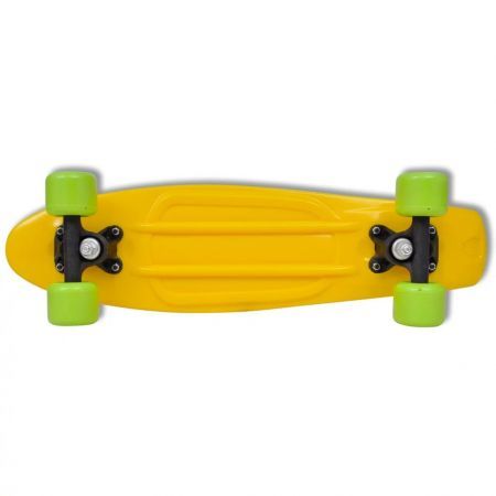 Retro Skateboard with Yellow Top Green Wheels 6.1"