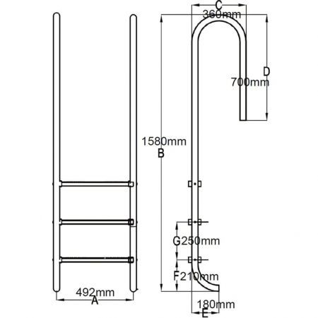 Pool Ladder 3 Steps Stainless Steel 120 cm