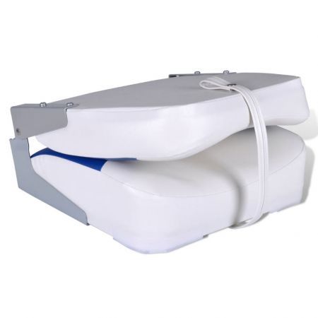 Boat Seat Foldable Backrest With Blue-white Pillow 41 x 36 x 48 cm