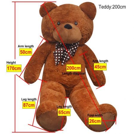 Teddy Bear Cuddly Toy Plush Brown 200 cm