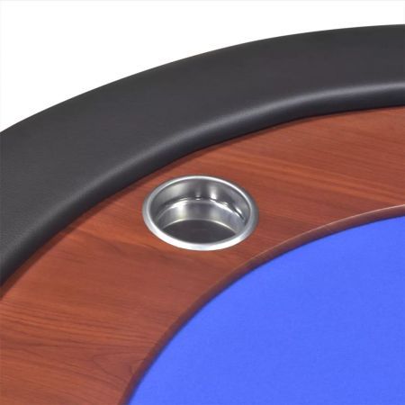 10-Player Poker Table with Dealer Area and Chip Tray Blue