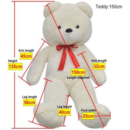 XXL Soft Plush Teddy Bear Toy White 150 cm