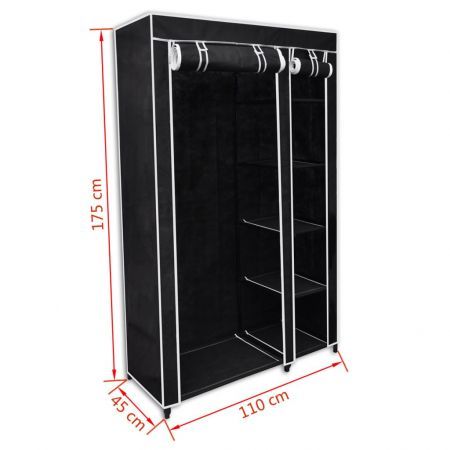 Folding Wardrobe Black 110 x 45 x 175 cm