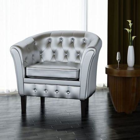 Tub Chair Artificial Leather Silver