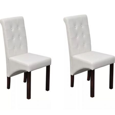 Dining Chairs 2 pcs Artificial Leather White