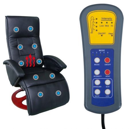 Electric Massage Chair Artificial Leather Black