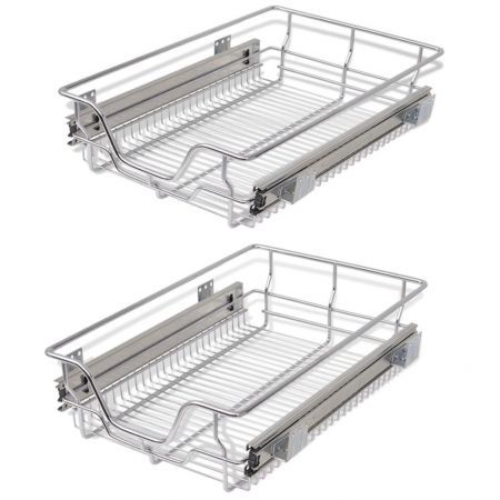 Pull-Out Wire Baskets 2 pcs Silver 400 mm