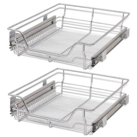 Pull-Out Wire Baskets 2 pcs Silver 500 mm