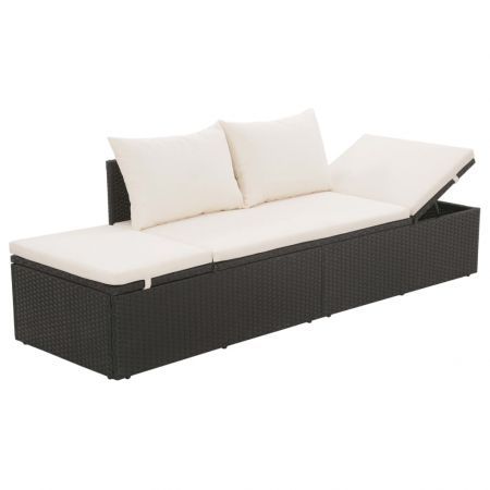 Garden Bed Black 195x60 cm Poly Rattan