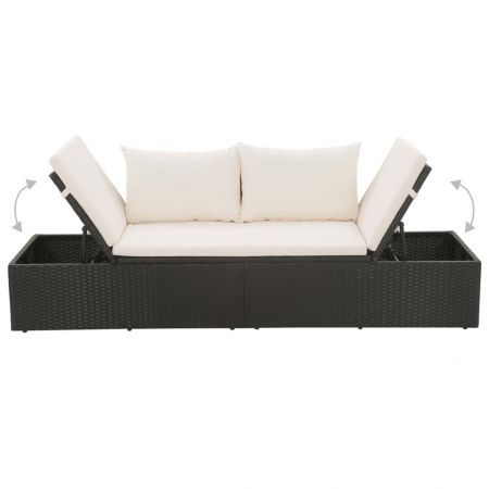 Garden Bed Black 195x60 cm Poly Rattan