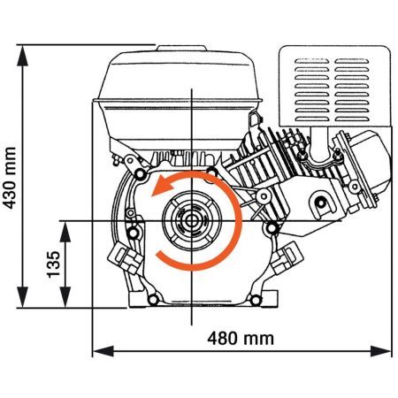 Petrol Engine 15 HP 9.6 kW Black