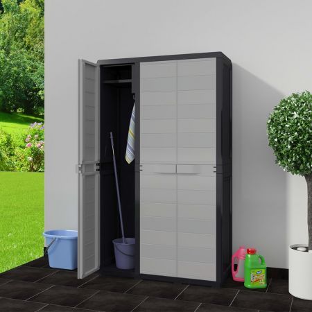 Garden Storage Cabinet with 4 Shelves Black and Grey