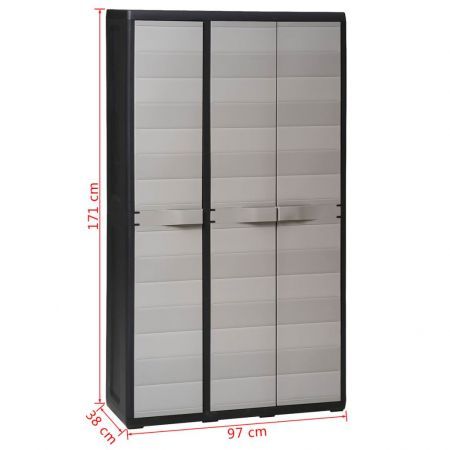 Garden Storage Cabinet with 4 Shelves Black and Grey