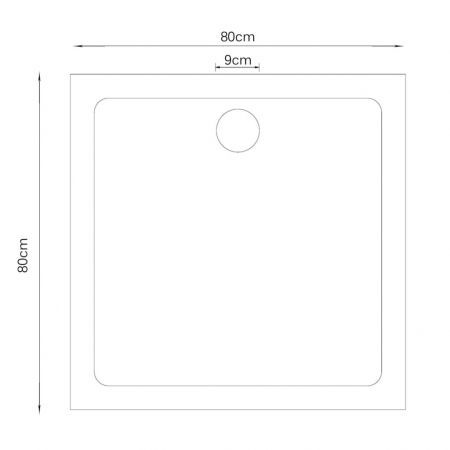 Square ABS Shower Base Tray White 80 x 80 cm