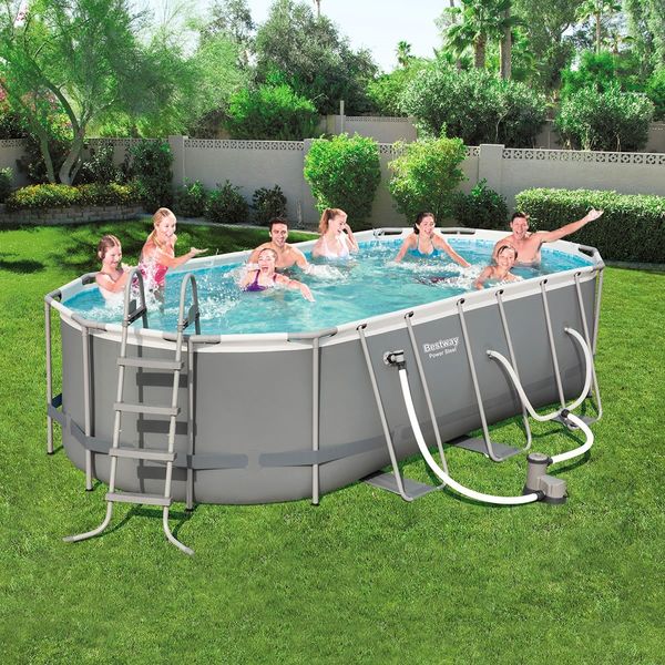 Bestway 5.49x2.74x1.22m Power Steel Frame Above Ground Oval Pool Set