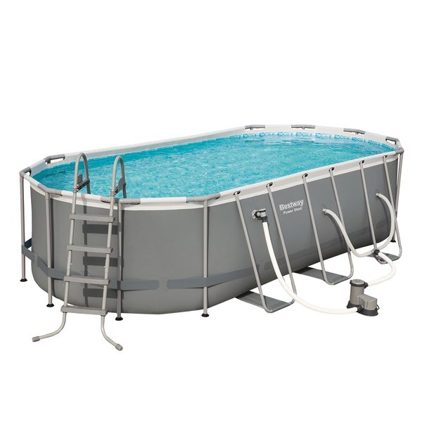 Bestway 5.49x2.74x1.22m Power Steel Frame Above Ground Oval Pool Set