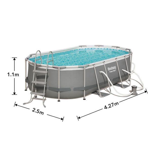 Bestway 4.27x2.50x1.00m Power Steel Frame Above Ground Oval Pool Set with Filter Pump