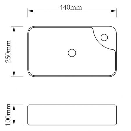 Ceramic Bathroom Sink Basin with Faucet Hole White