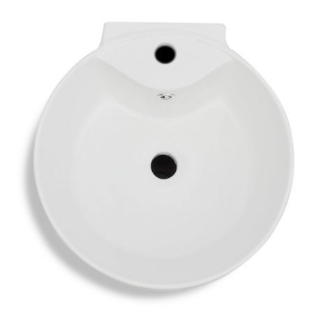 Ceramic Stand Bathroom Sink Basin Faucet/Overflow Hole White