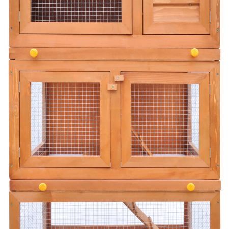 Outdoor Rabbit Hutch Small Animal House Pet Cage 3 Layers Wood