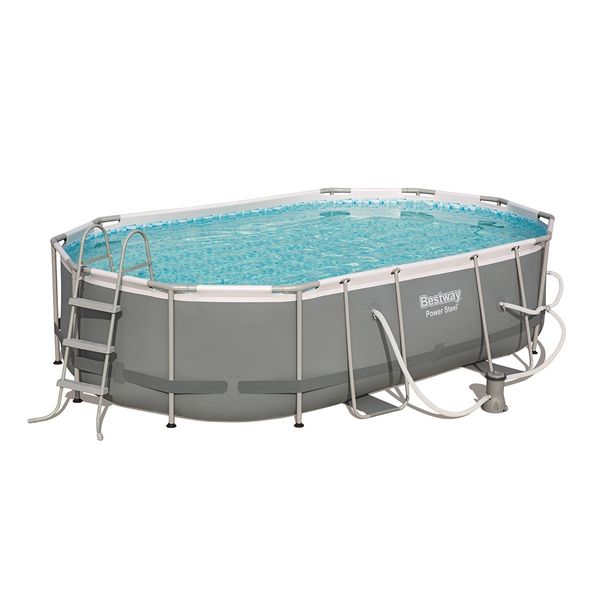 Bestway 4.88x3.05x1.07m Power Steel Frame Above Ground Oval Pool Set