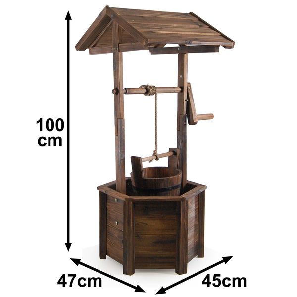 Wooden Wishing Well Garden Feature