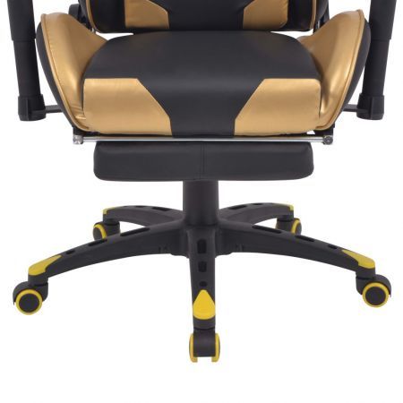 Reclining Office Racing Chair with Footrest Gold