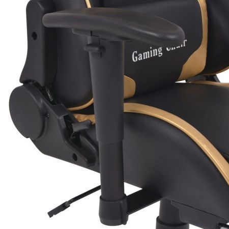 Reclining Office Racing Chair with Footrest Gold