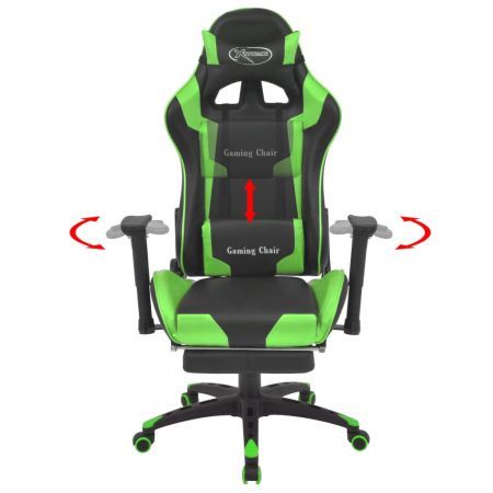 Reclining Office Racing Chair with Footrest Green