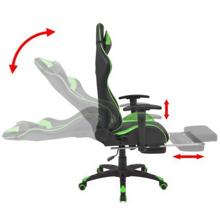 Reclining Office Racing Chair with Footrest Green