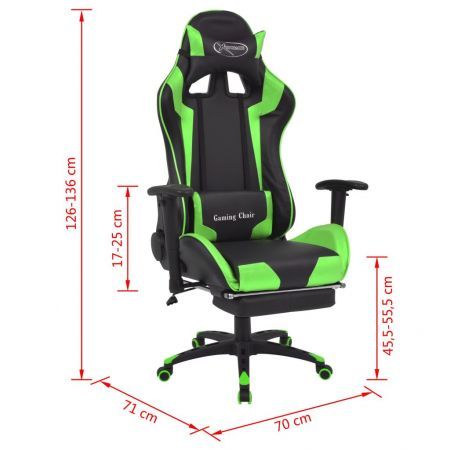 Reclining Office Racing Chair with Footrest Green