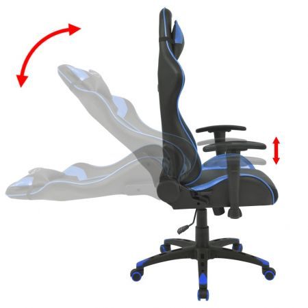 Reclining Office Racing Chair Artificial Leather Blue